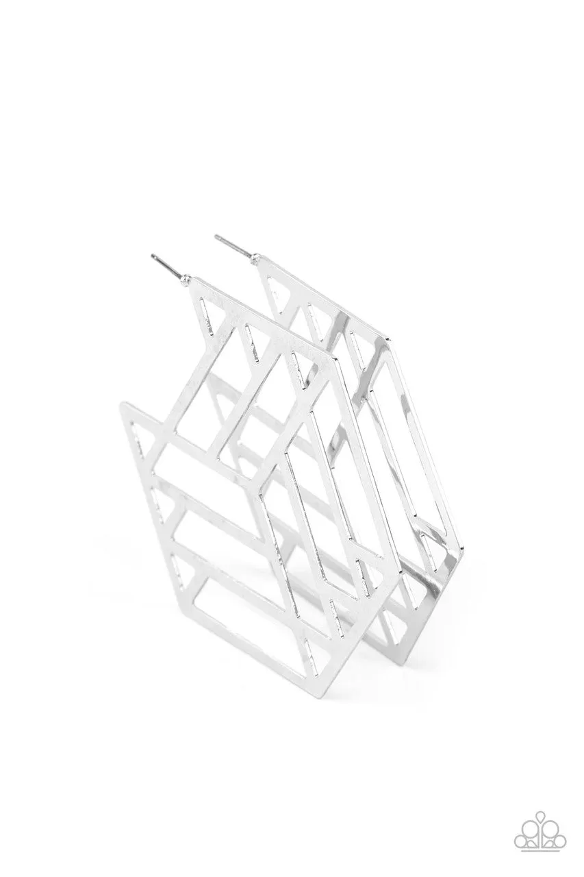 Gotta Get GEO-ing Silver Paparazzi Earrings