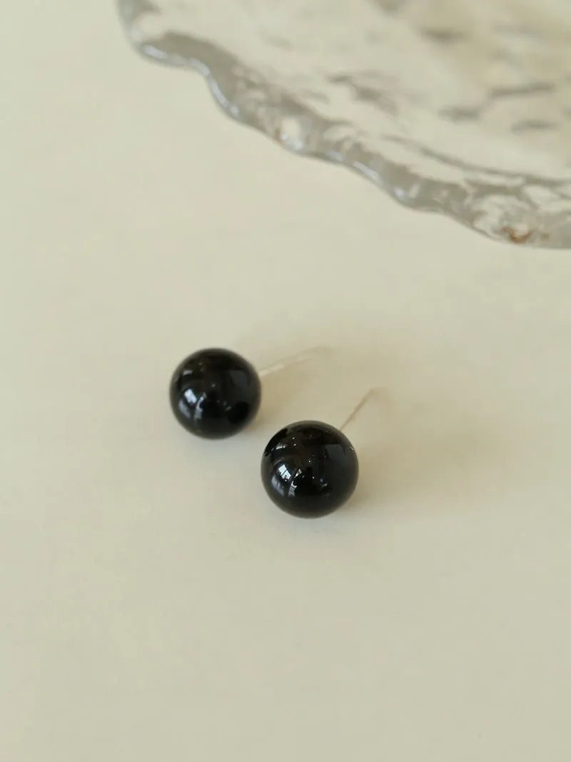 Gradient Black Agate Beaded Earrings