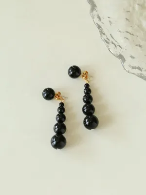 Gradient Black Agate Beaded Earrings
