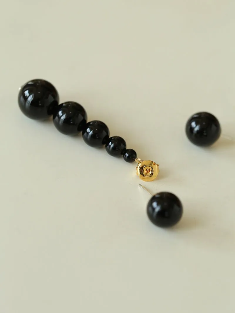 Gradient Black Agate Beaded Earrings