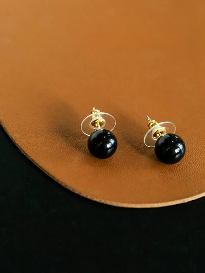 Gradient Black Agate Beaded Earrings