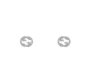 Gucci 18K White Gold Interlocking G Diamond Studs