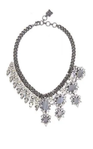 Half Gemstone Spiked Necklace