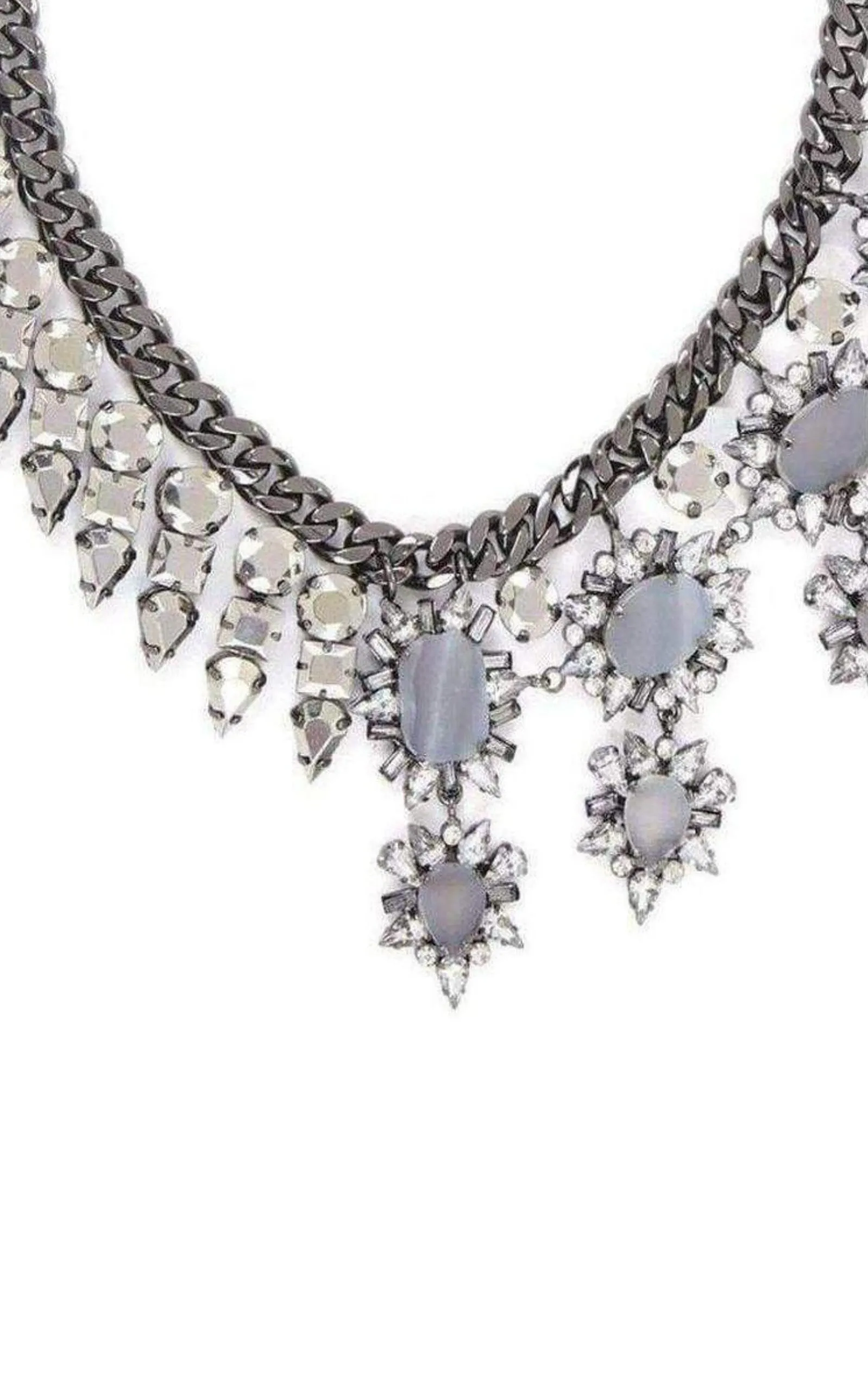 Half Gemstone Spiked Necklace
