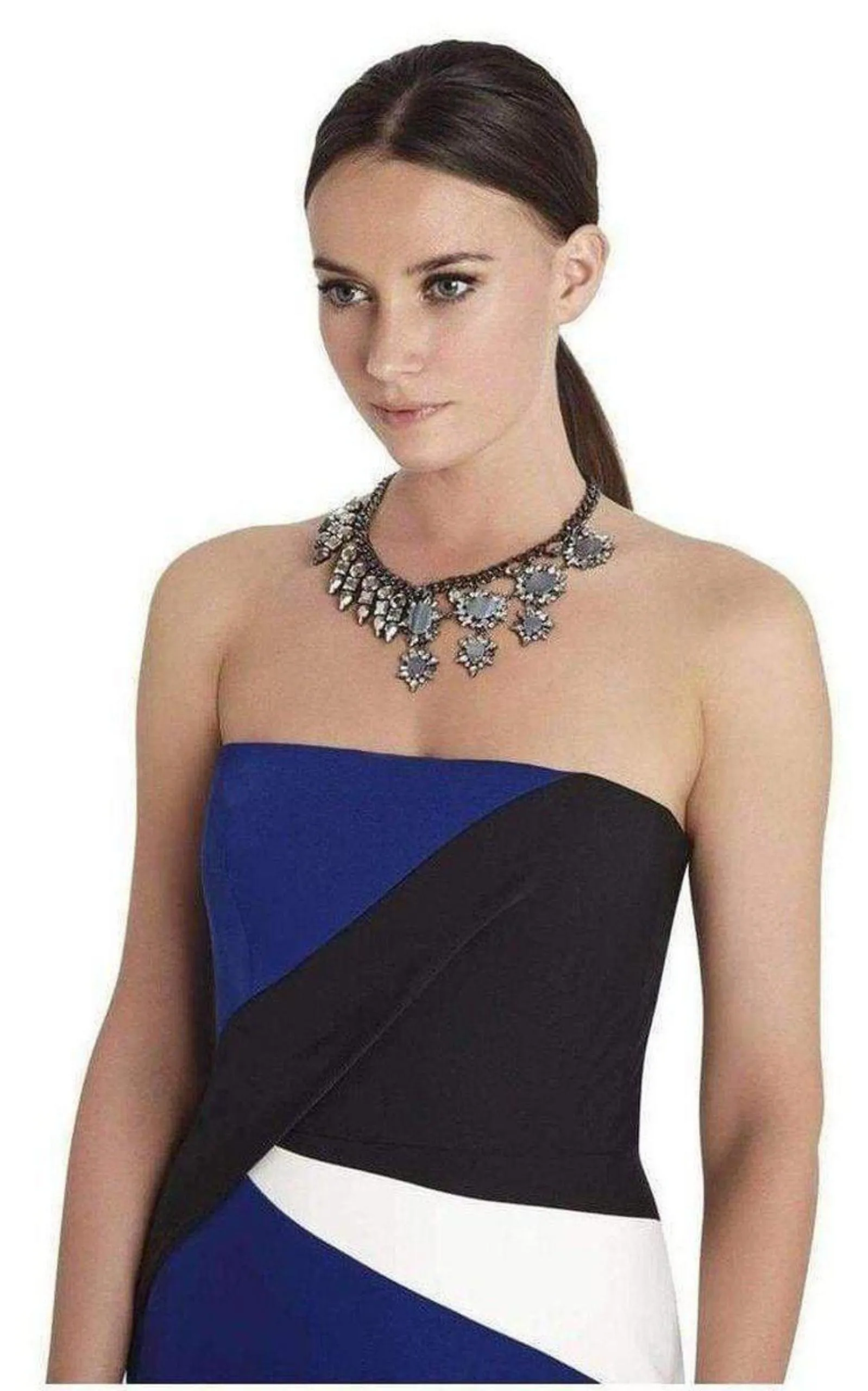 Half Gemstone Spiked Necklace