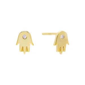 Hamsa CZ Stud Earring