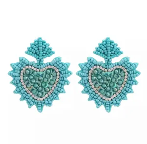 Hand beaded heart earrings 230-15 | Erika Williner Designs