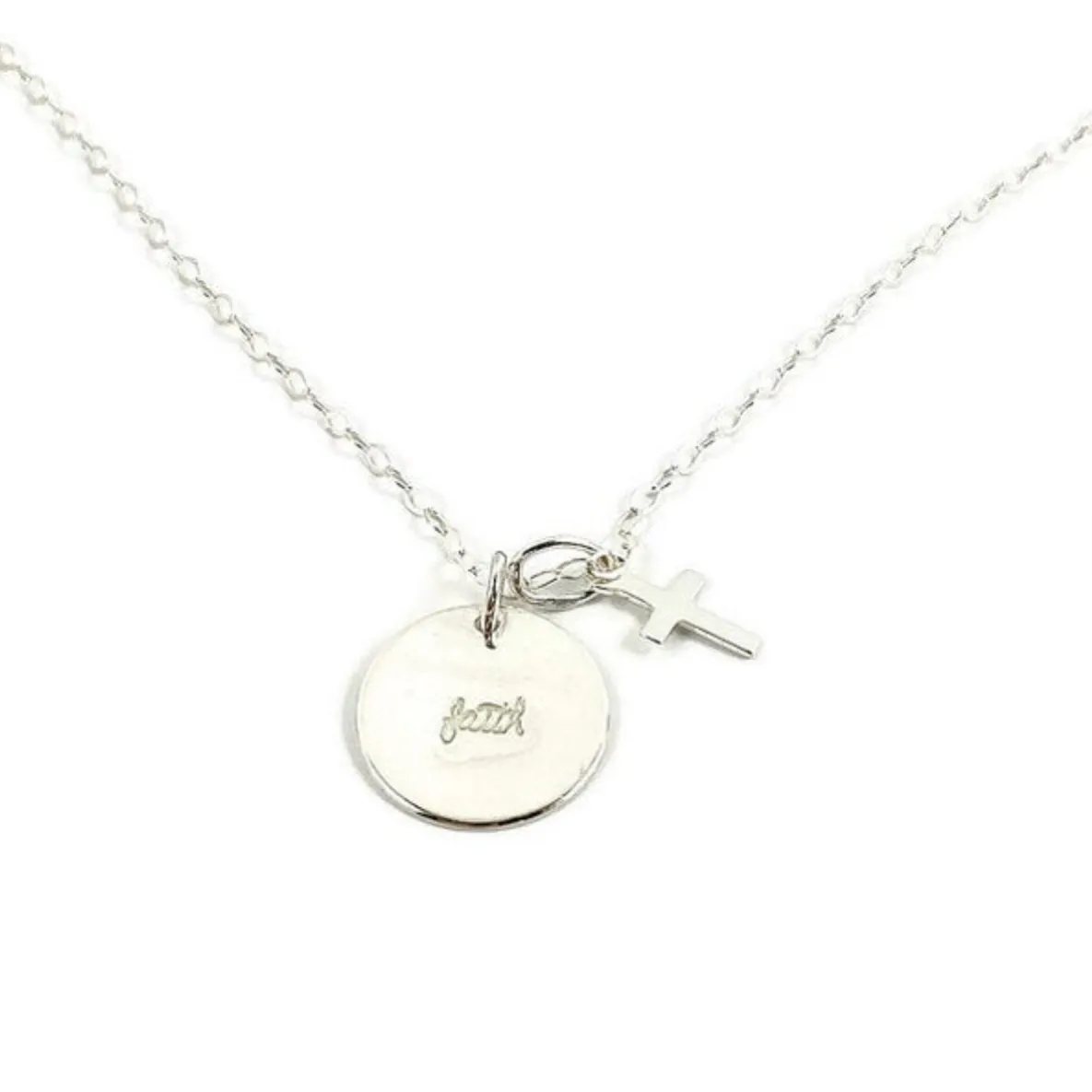 Hand Stamped  Word Disk Necklace- Faith Jewelry Gift