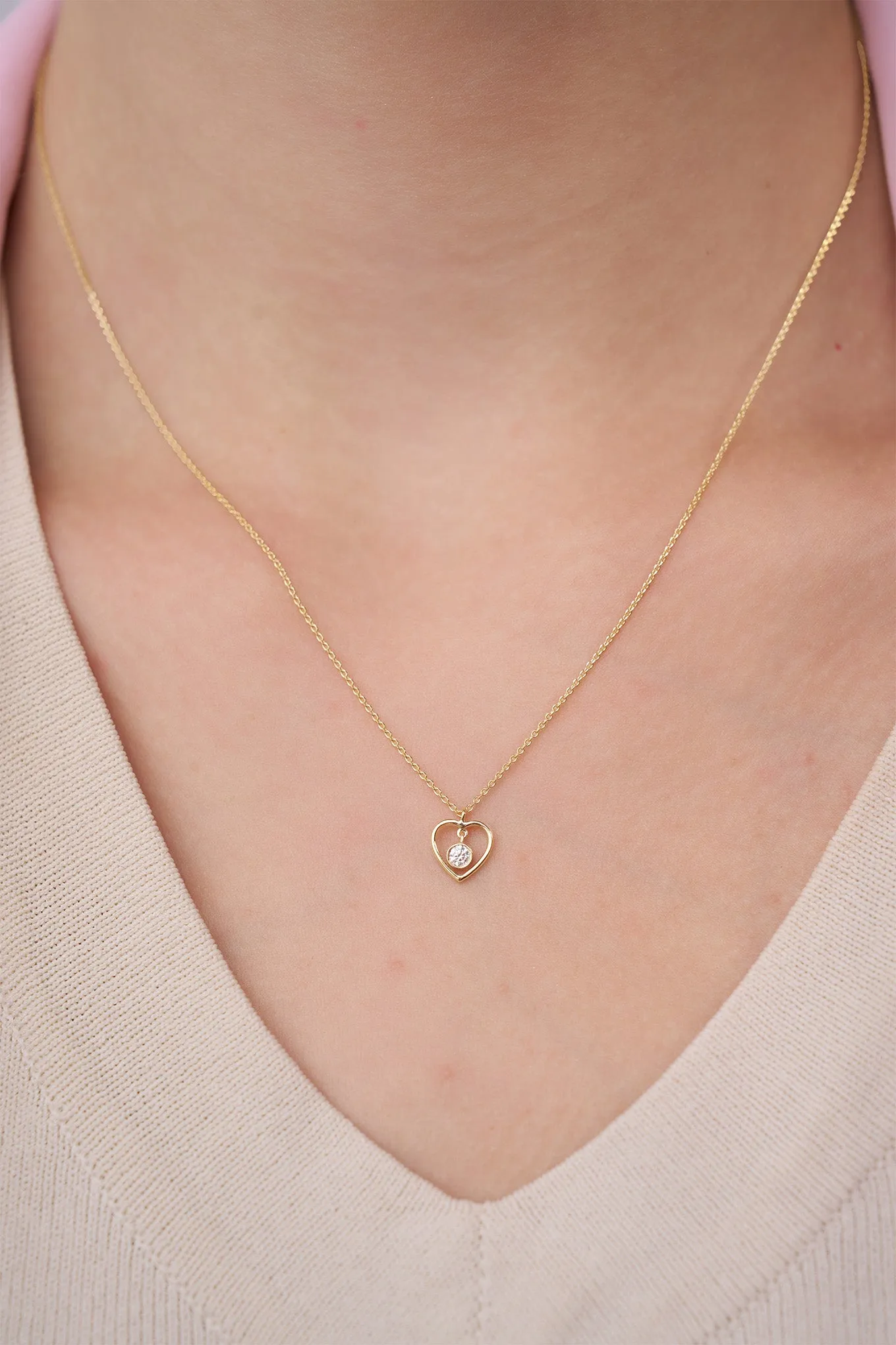Heart Necklace with Diamond