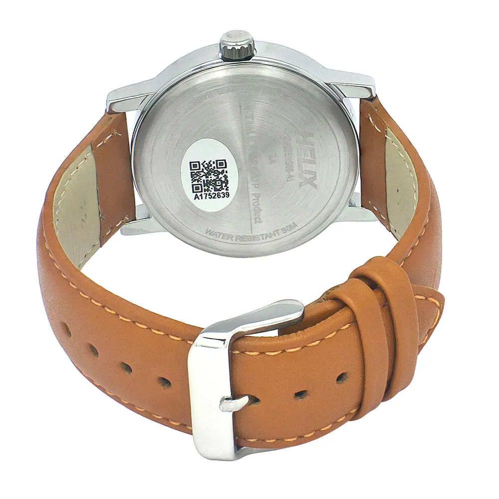 Helix By Timex Black Round Analog Leather Watch Men -TW035HG08