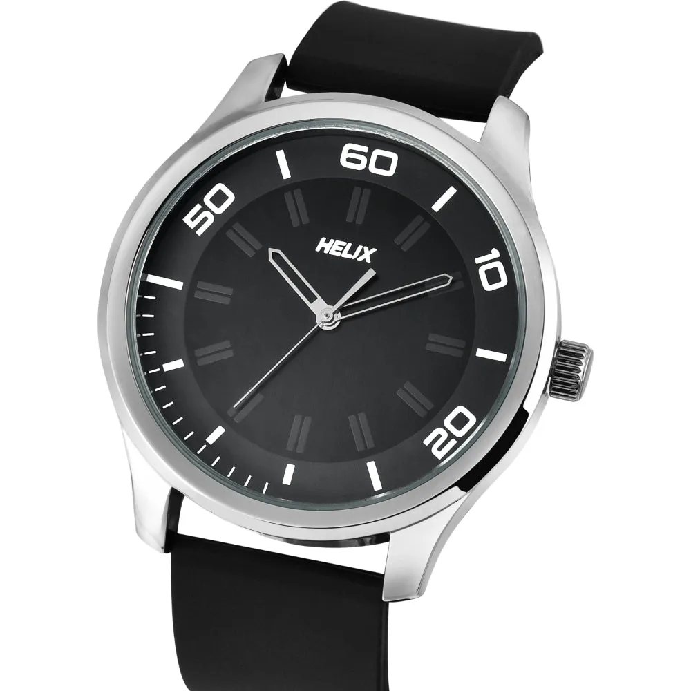 Helix By Timex Black Round Analog Silicone Watch Men -TW043HG21