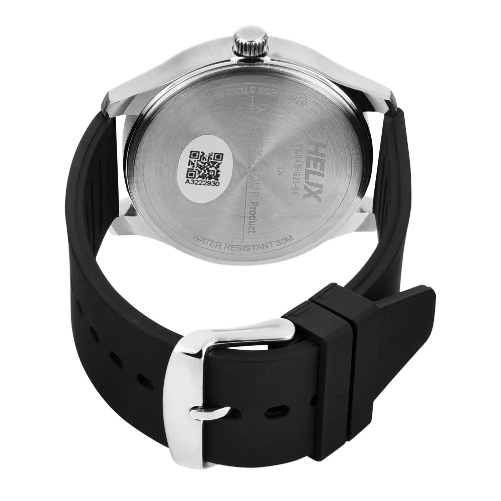 Helix By Timex Black Round Analog Silicone Watch Men -TW043HG21
