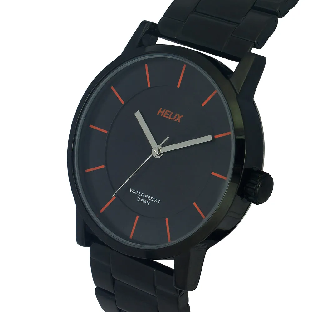Helix By Timex Black Round Analog Stainless Steel Watch Men -TW035HG10