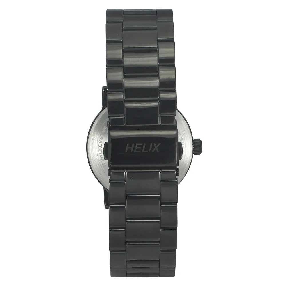Helix By Timex Black Round Analog Stainless Steel Watch Men -TW035HG10