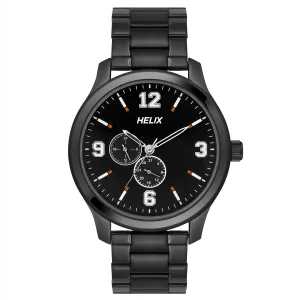 Helix By Timex Black Round Analog Stainless Steel Watch Men -TW043HG18