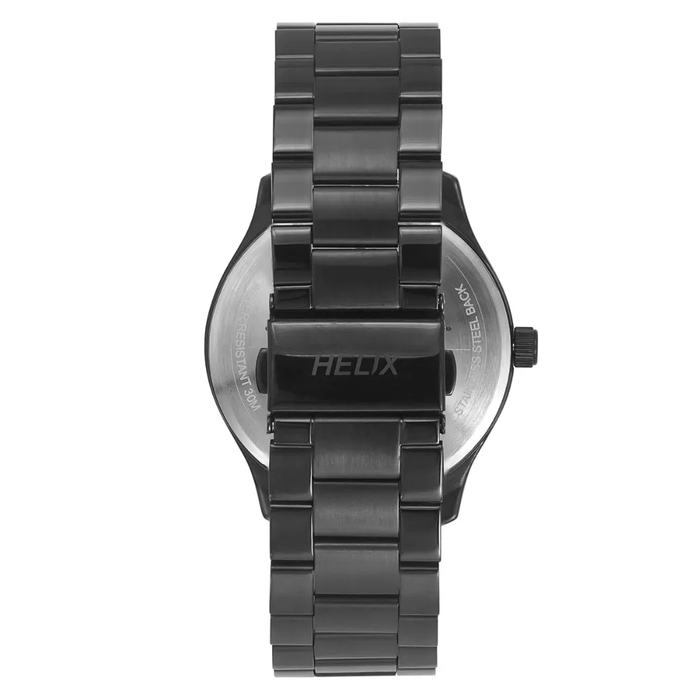 Helix By Timex Black Round Analog Stainless Steel Watch Men -TW043HG18