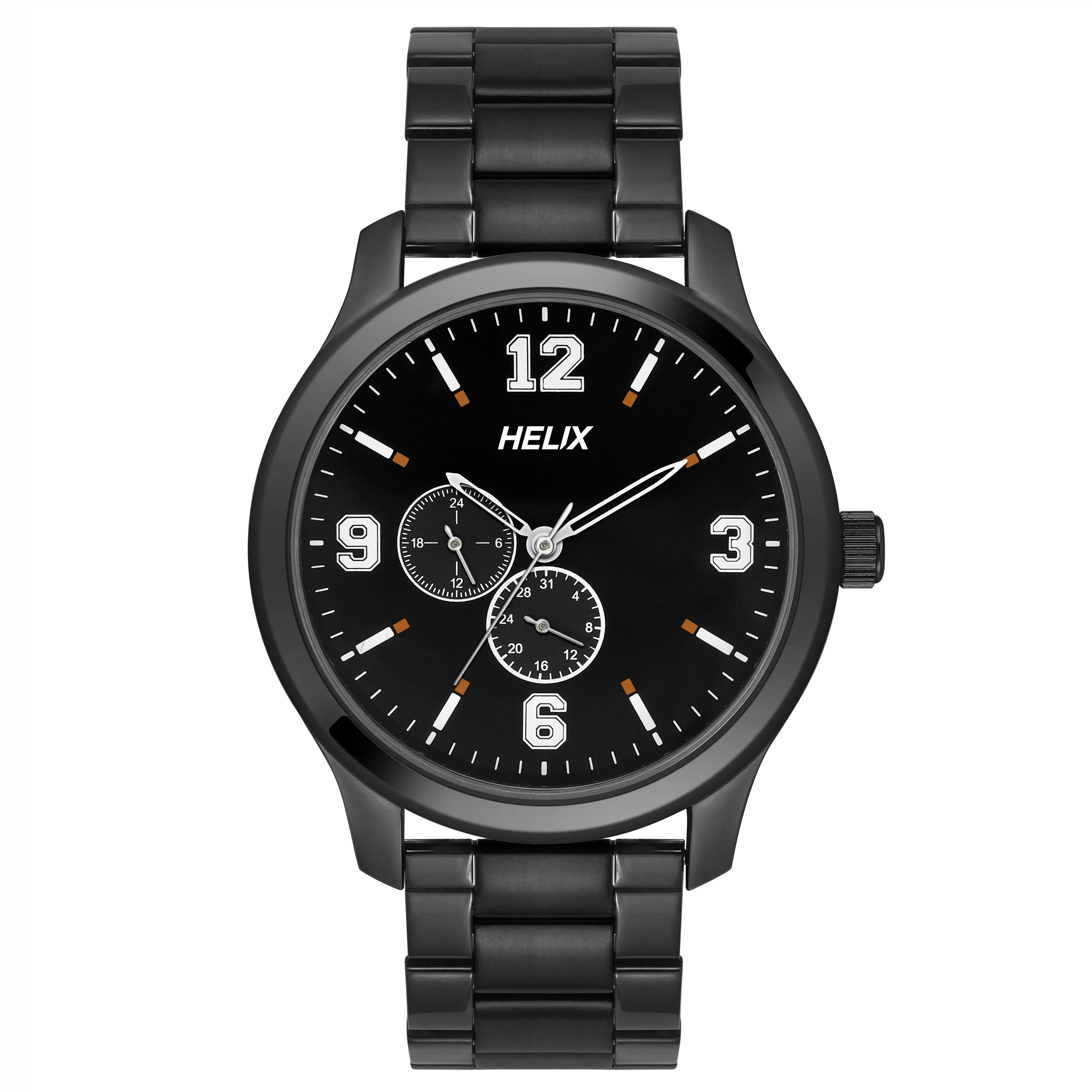 Helix By Timex Black Round Analog Stainless Steel Watch Men -TW043HG18