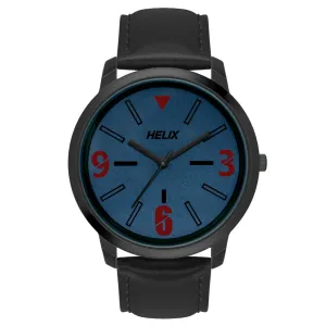 Helix By Timex Blue Round Analog Leather Watch Men -TW039HG02