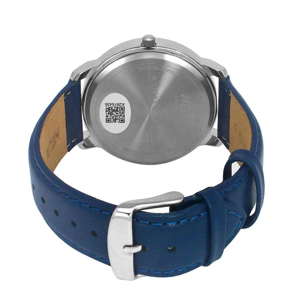 Helix By Timex Blue Round Analog Leather Watch Men -TW039HG13