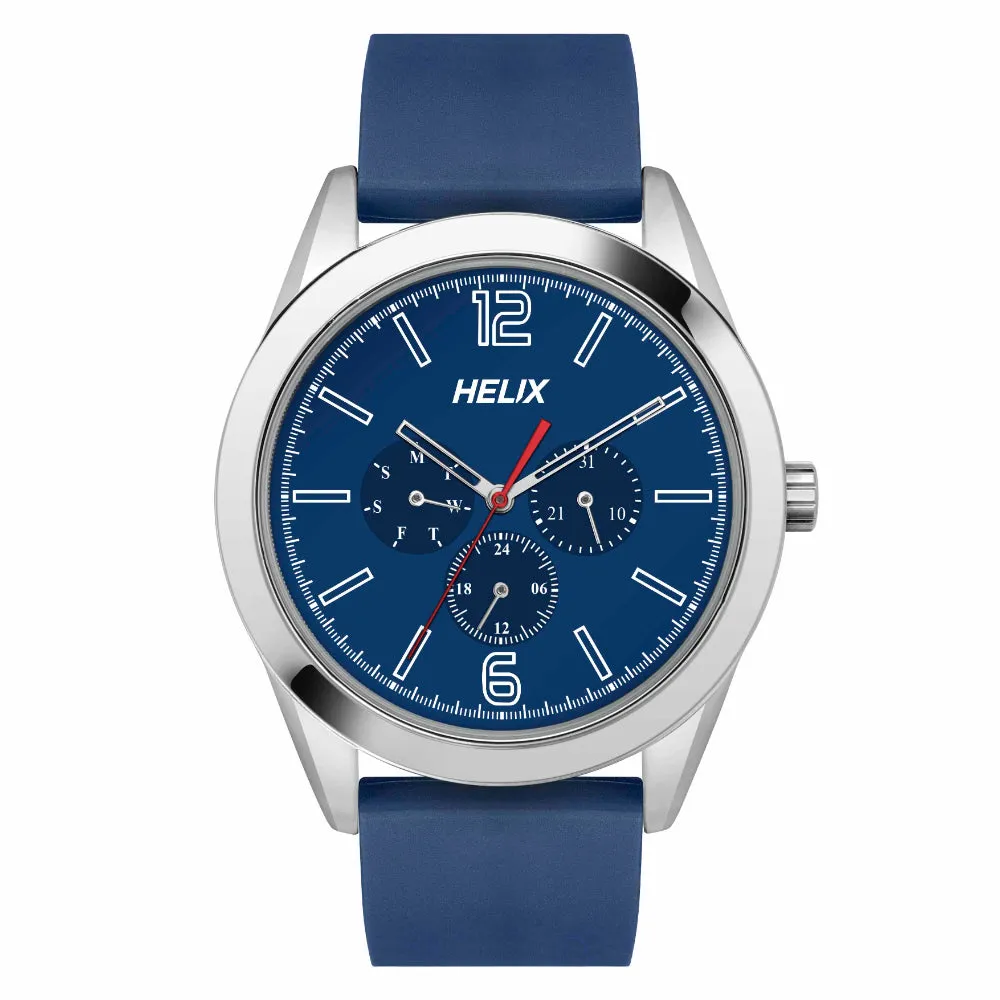Helix By Timex Blue Round Analog Silicone Watch Men -TW031HG19