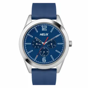 Helix By Timex Blue Round Analog Silicone Watch Men -TW031HG19