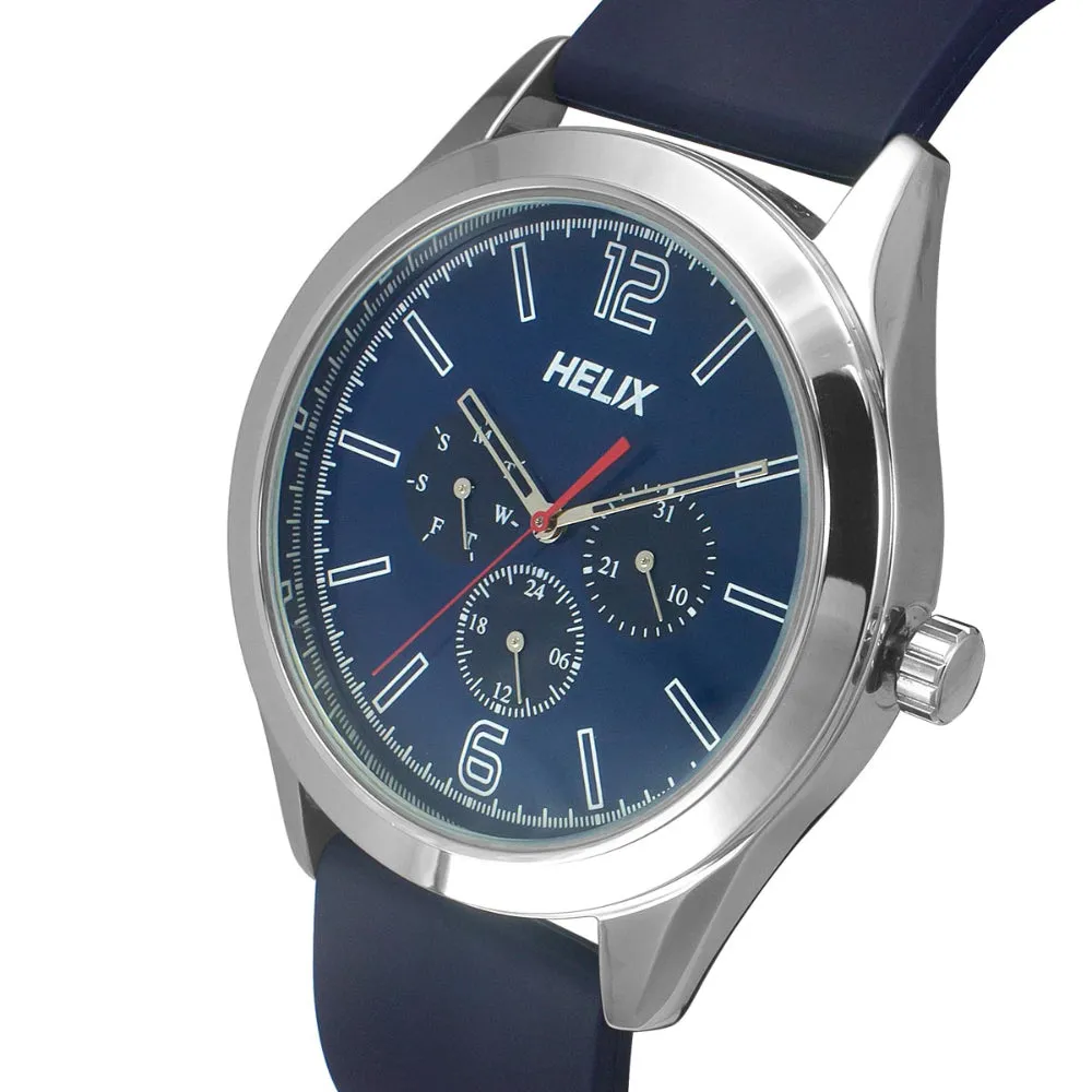 Helix By Timex Blue Round Analog Silicone Watch Men -TW031HG19