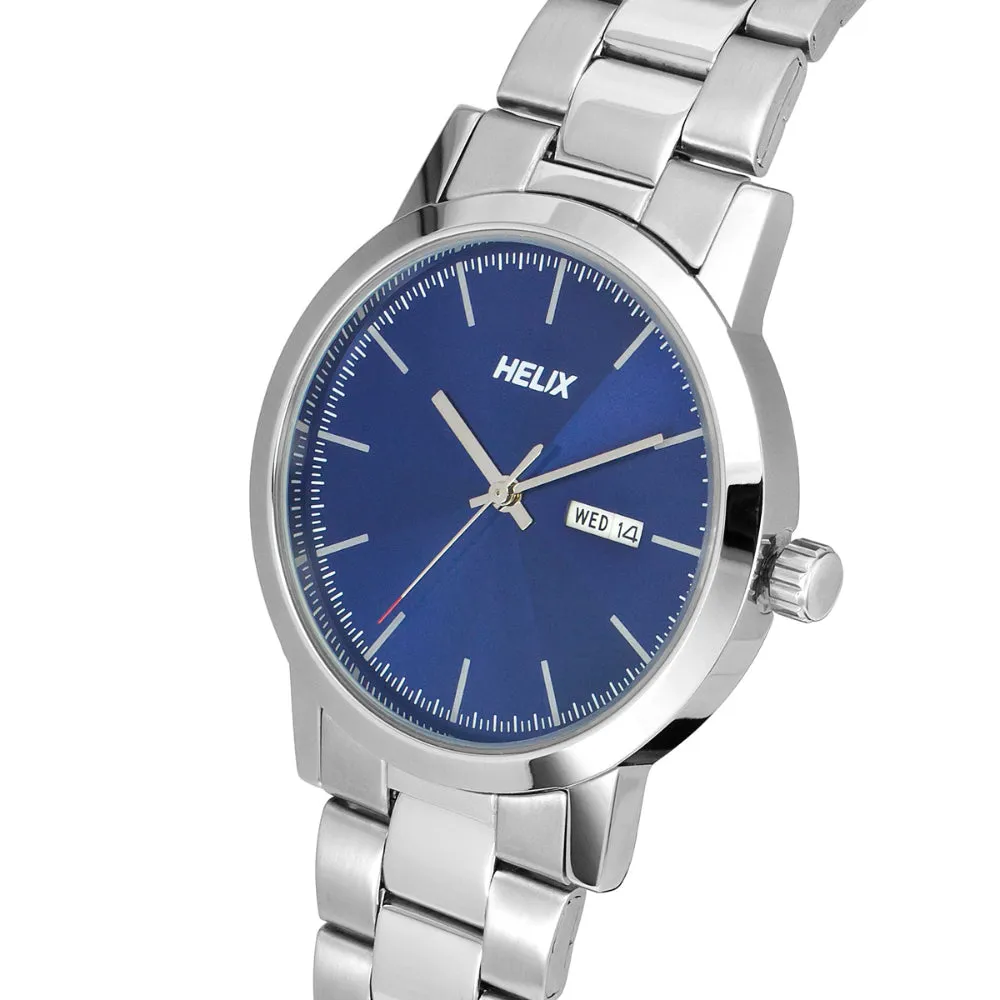 Helix By Timex Blue Round Analog Stainless Steel Watch Men -TW047HG02