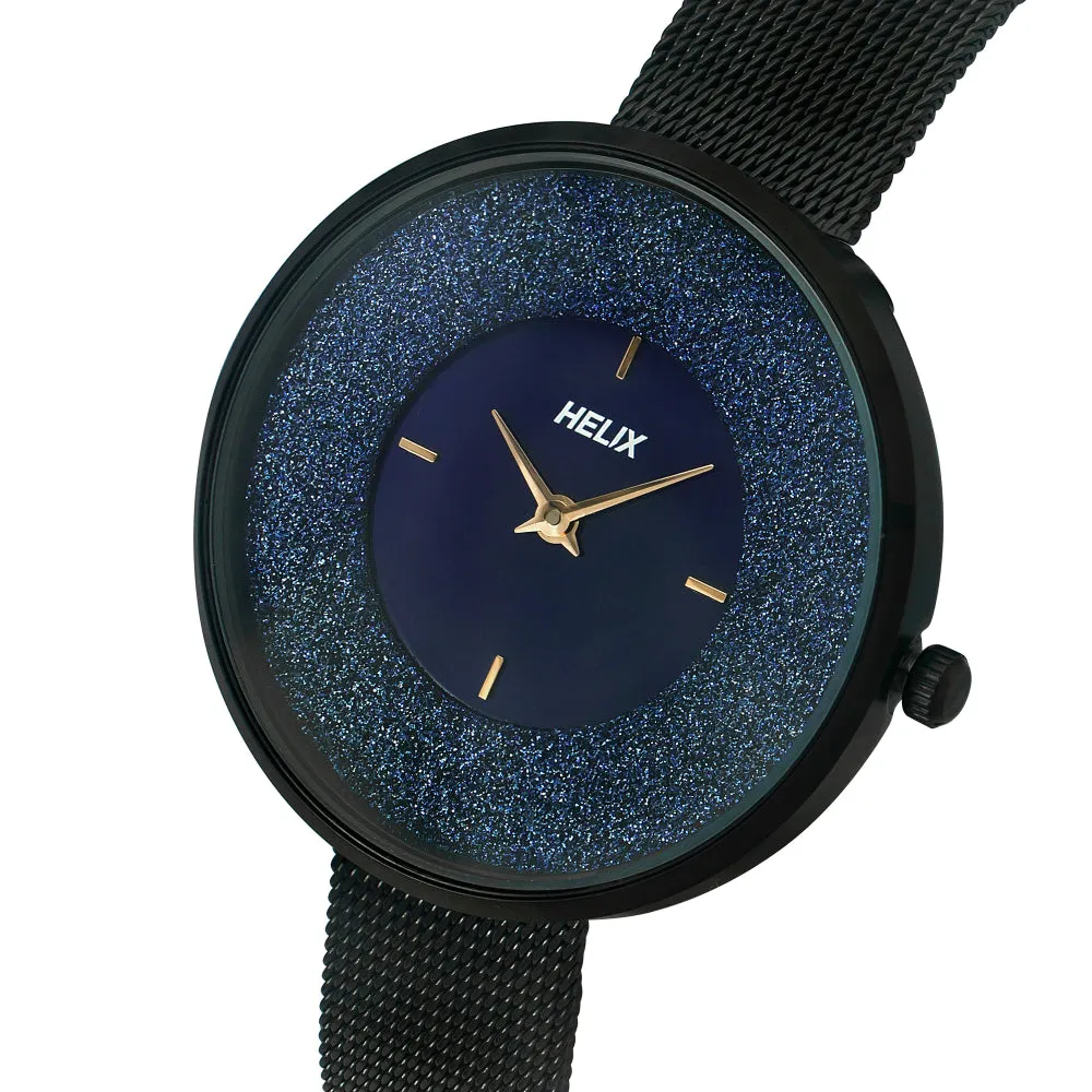 Helix By Timex Blue Round Analog Stainless Steel Watch Women -TW031HL12