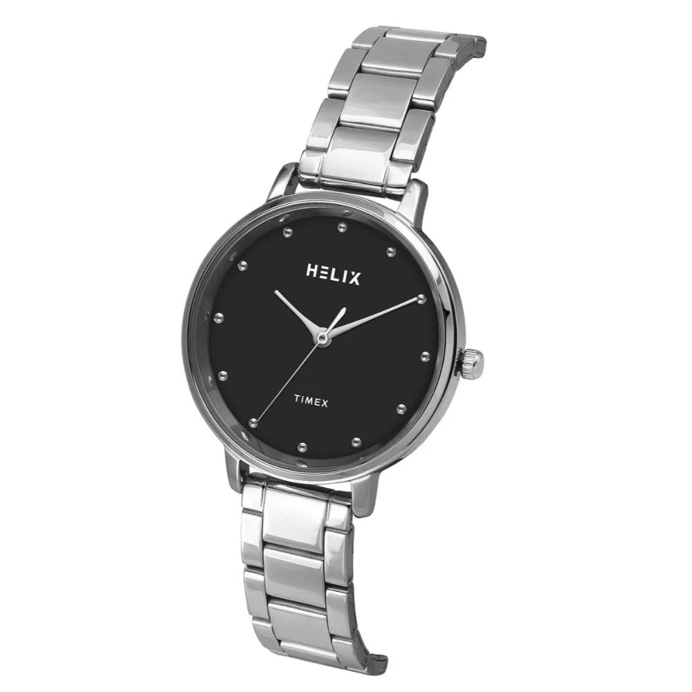 Helix By Timex Blue Round Analog Stainless Steel Watch Women -TW056HL03