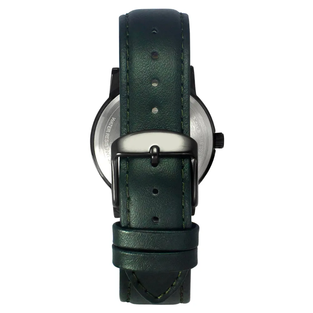 Helix By Timex Green Round Analog Leather Watch Men -TW047HG04
