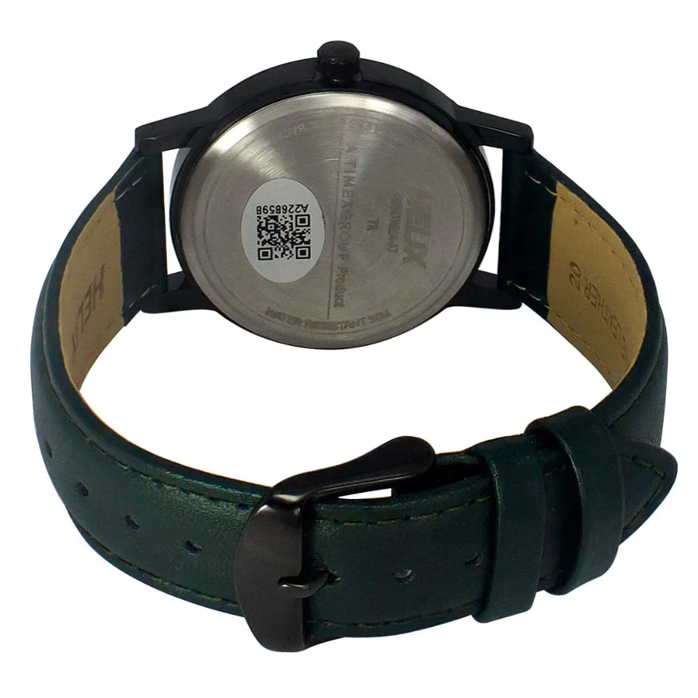 Helix By Timex Green Round Analog Leather Watch Men -TW047HG04
