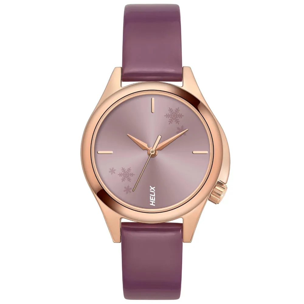 Helix By Timex Lavender Round Analog Leather Watch Women -TW037HL13