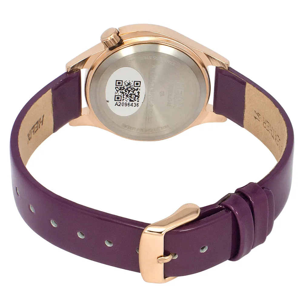 Helix By Timex Lavender Round Analog Leather Watch Women -TW037HL13