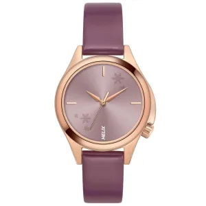 Helix By Timex Lavender Round Analog Leather Watch Women -TW037HL13