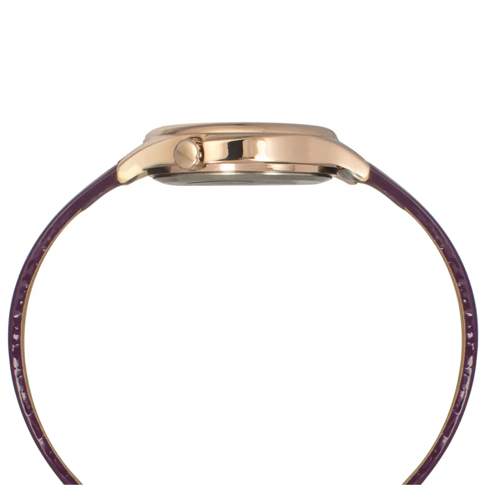 Helix By Timex Lavender Round Analog Leather Watch Women -TW037HL13
