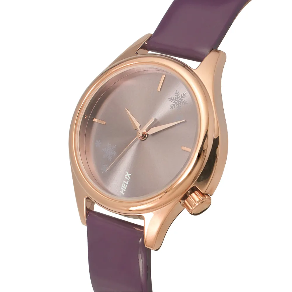 Helix By Timex Lavender Round Analog Leather Watch Women -TW037HL13
