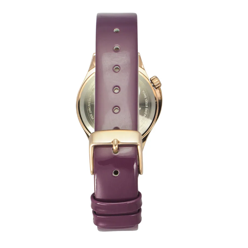 Helix By Timex Lavender Round Analog Leather Watch Women -TW037HL13
