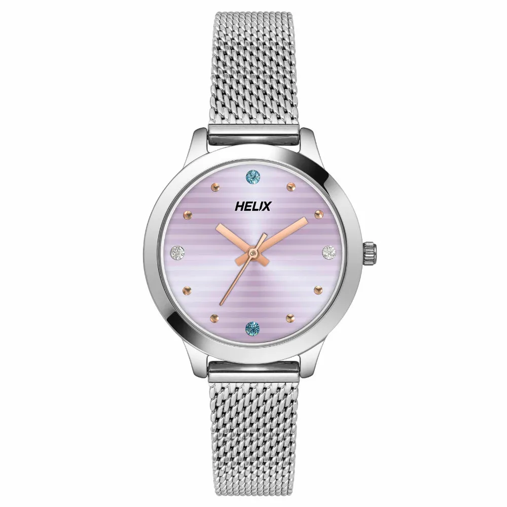 Helix By Timex Purple Round Analog Stainless Steel Watch Women -TW022HL21
