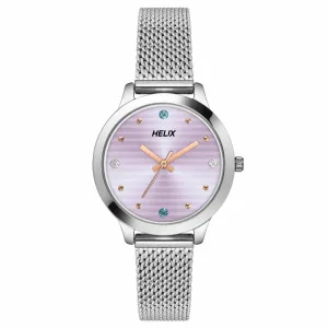 Helix By Timex Purple Round Analog Stainless Steel Watch Women -TW022HL21