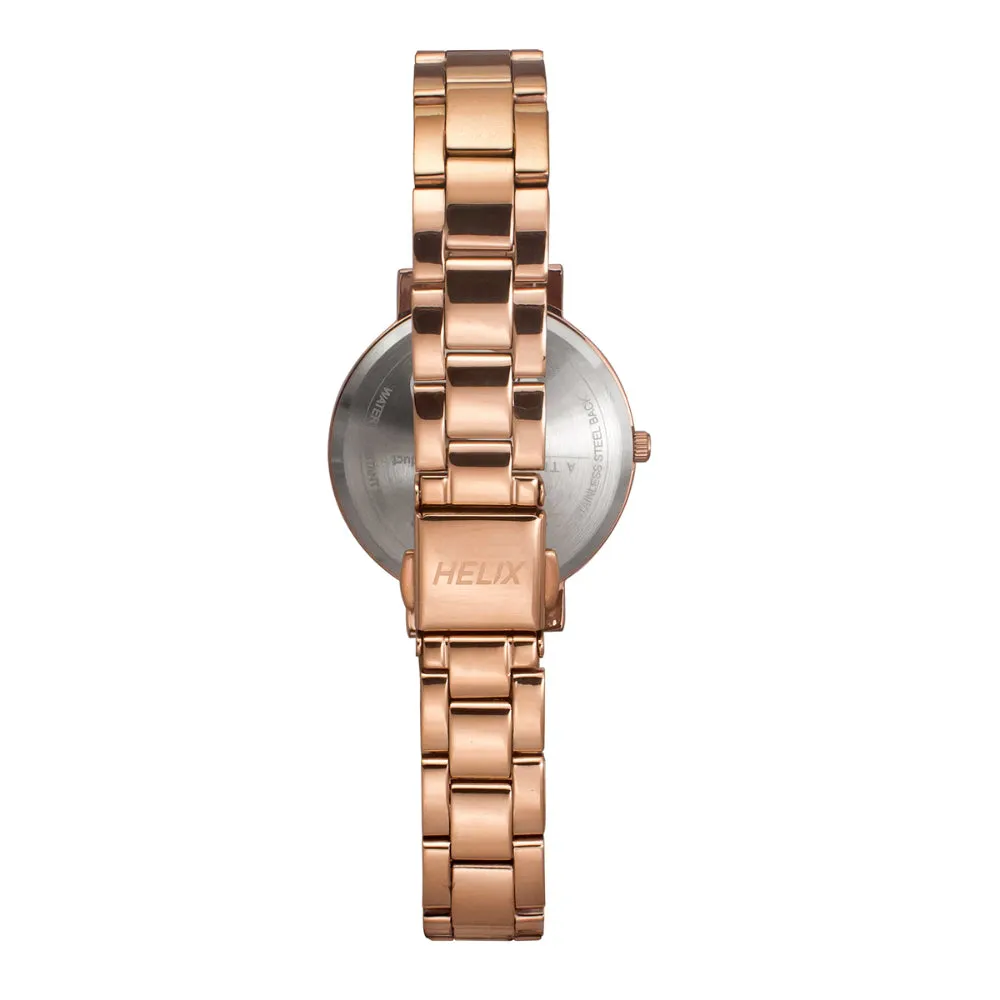 Helix By Timex Rose Gold Round Analog Stainless Steel Watch Women -TW041HL18