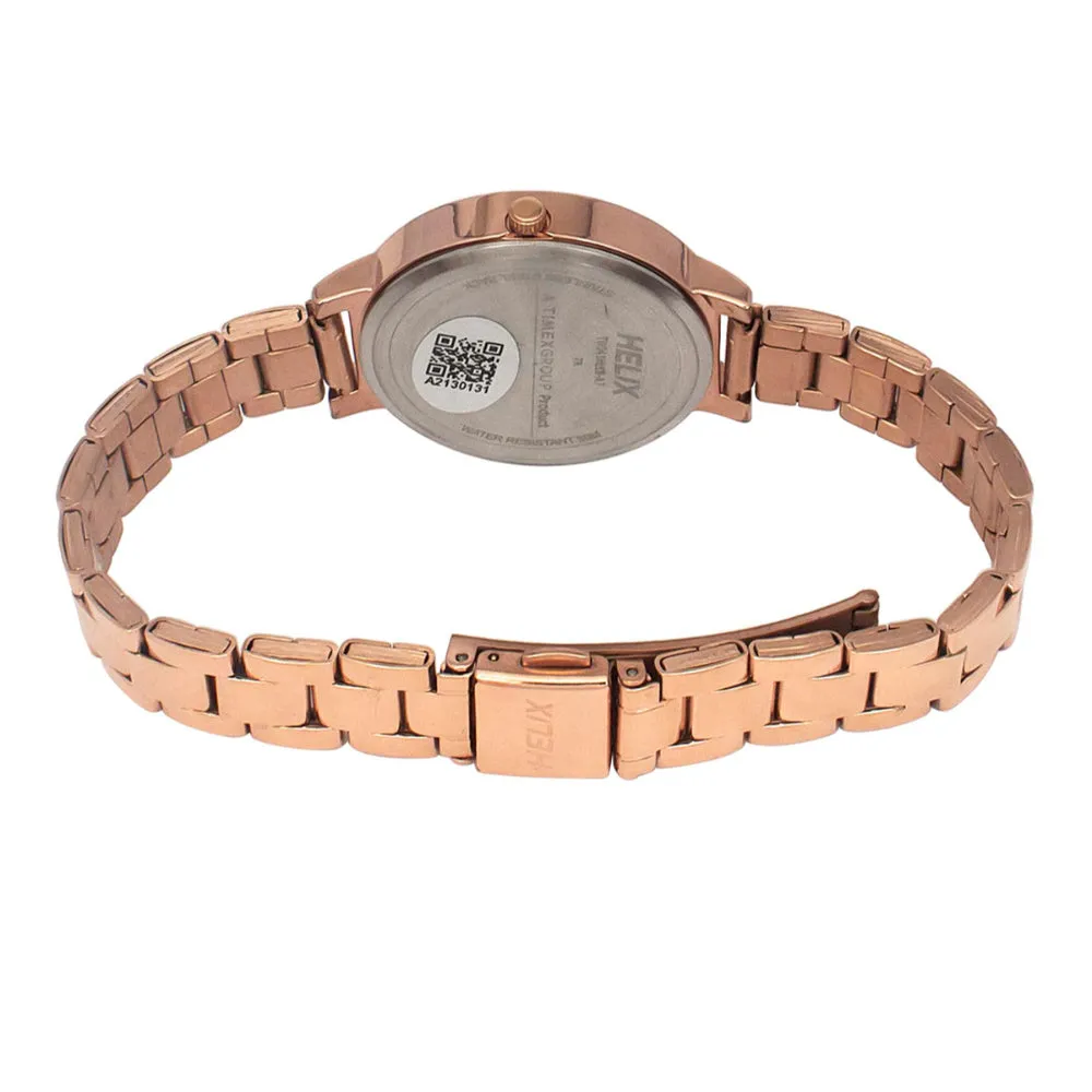 Helix By Timex Rose Gold Round Analog Stainless Steel Watch Women -TW041HL18