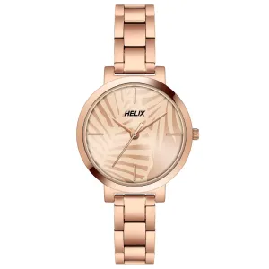 Helix By Timex Rose Gold Round Analog Stainless Steel Watch Women -TW041HL18