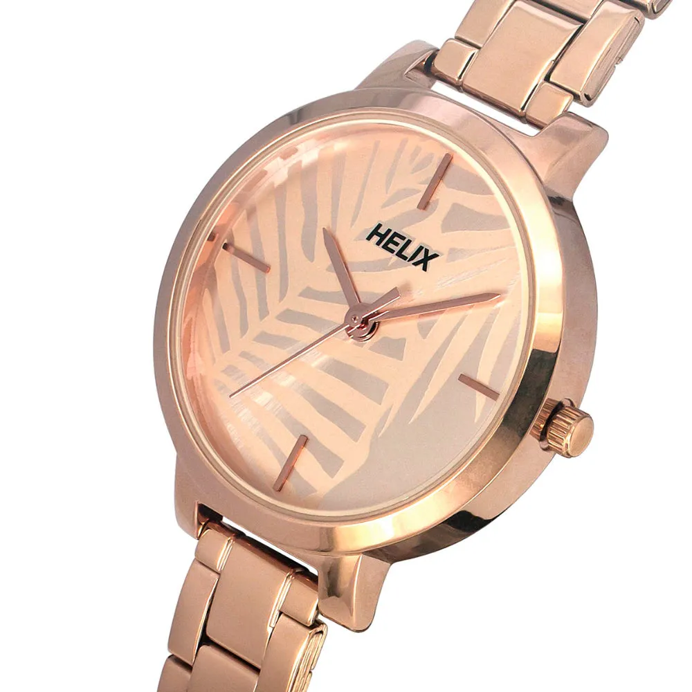 Helix By Timex Rose Gold Round Analog Stainless Steel Watch Women -TW041HL18