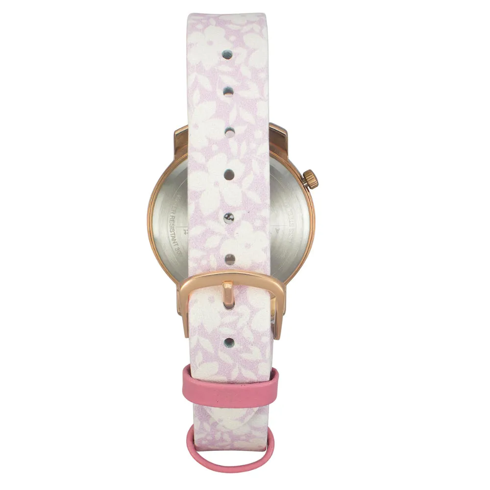 Helix By Timex Silver Round Analog Leather Watch Women -TW032HL40
