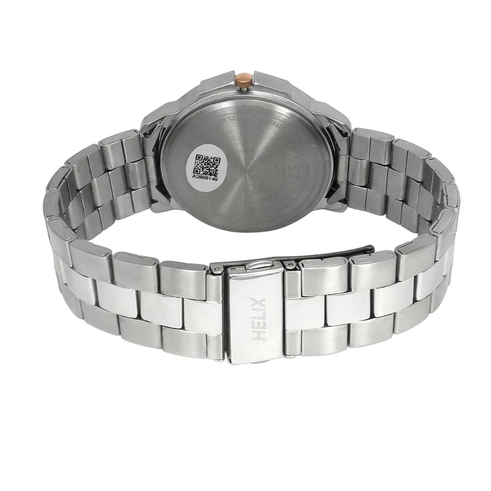 Helix By Timex Silver Round Analog Stainless Steel Watch Men -TW027HG35