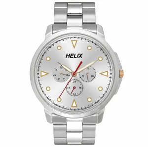 Helix By Timex Silver Round Analog Stainless Steel Watch Men -TW027HG35