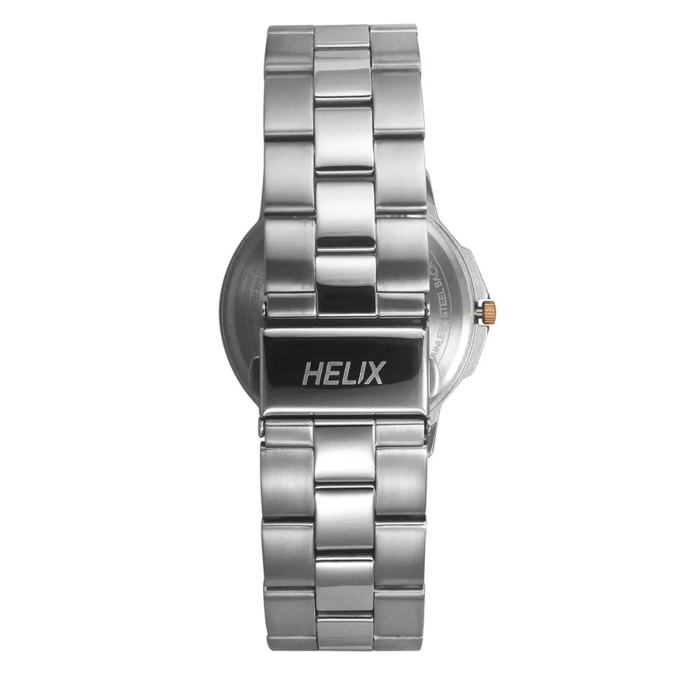 Helix By Timex Silver Round Analog Stainless Steel Watch Men -TW027HG35