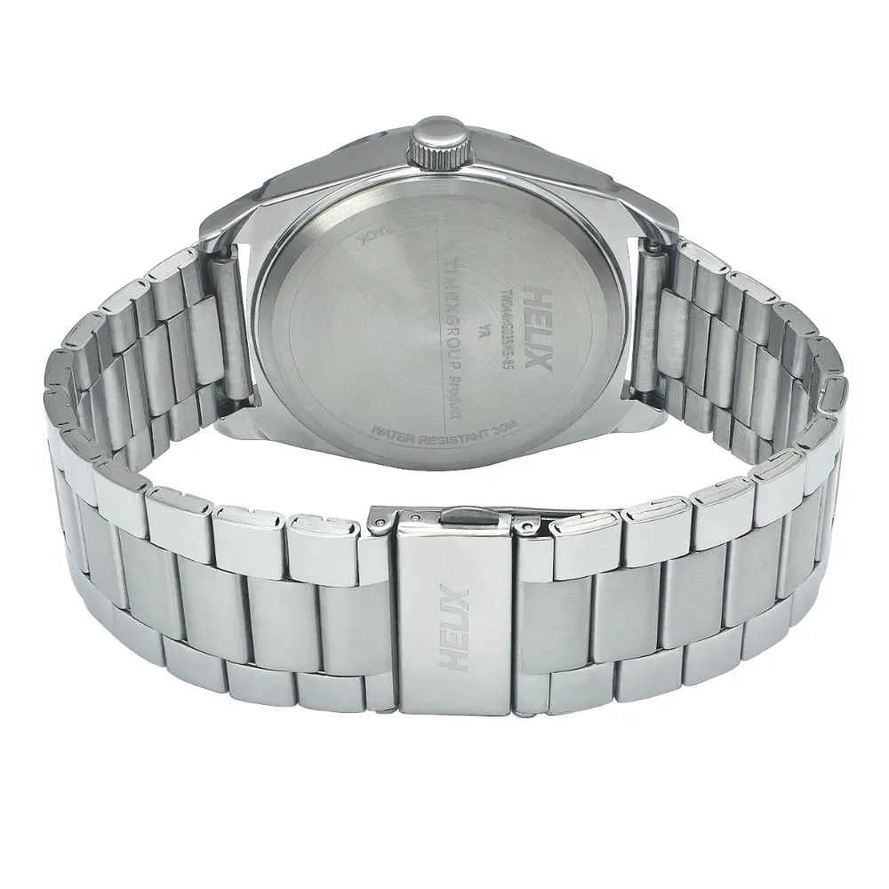 Helix By Timex Silver Round Analog Stainless Steel Watch Men -TW044HG03