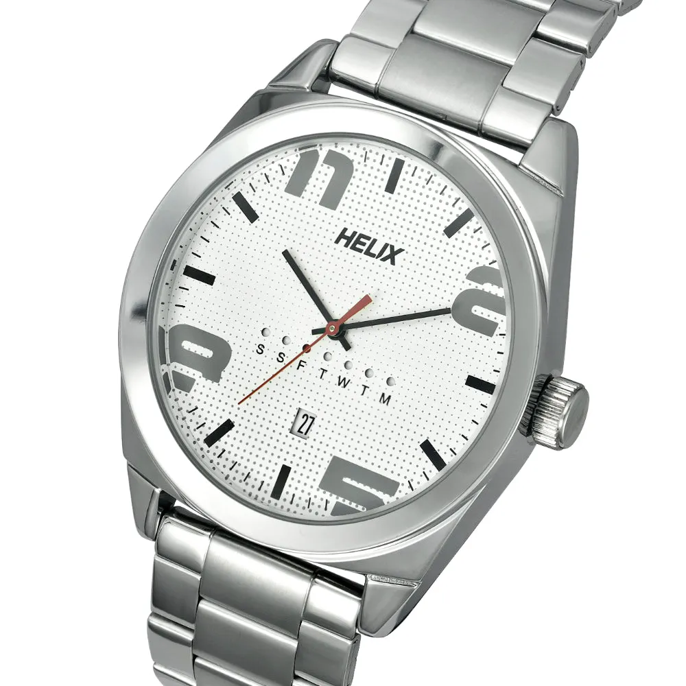 Helix By Timex Silver Round Analog Stainless Steel Watch Men -TW044HG03