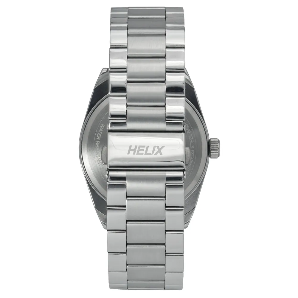 Helix By Timex Silver Round Analog Stainless Steel Watch Men -TW044HG03